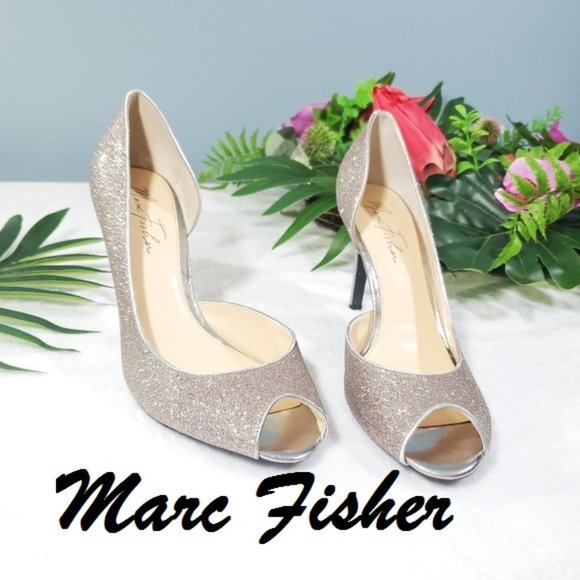 $10 SHOE SALE! Closet Closing!Marc Fisher peeptoe sparkle heels size 10 - Picture 1 of 7